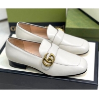 Low Price Gucci Leather Loafers with Double G White 2081021