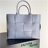 Low Cost Bottega Veneta ARCO TOTE Large intrecciato grained leather tote bag 652868 gray