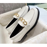 Stylish Gucci 'Gucci' Shiny Leather Loafers White 081320