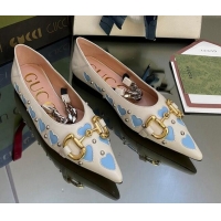 Sumptuous Gucci Lovelight Leather Ballet Flat with Horsebit White 082578