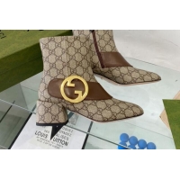 Luxury Discount Gucci Blondie GG Canvas Ankle Boot 5cm Beige 082584