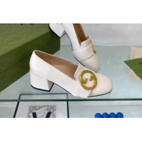 Low Cost Gucci Blondie Leather Mid-heel Pumps 5.5cm White 082586