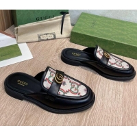 Unique Style Gucci Leather and Flower Jacquard Flat Mules Black 082597