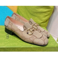 Top Grade Gucci Maxi-GG Canvas Loafer with Horsebit Camel 0825100