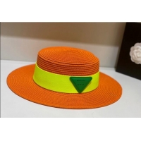 Top Quality Bottega Veneta Straw Wide Brim Hat 031118 Orange 2022