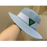 Trendy Design Bottega Veneta Straw Wide Brim Hat BVH31607 Light Blue 2022