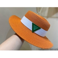 Top Quality Bottega Veneta Straw Wide Brim Hat BVH31608 Orange 2022