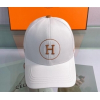 Best Quality Hermes Canvas Baseball Hat 0430105 White 2022