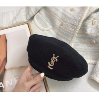 Inexpensive Saint Laurent YSL Corduroy Beret Hat 091551 Black 2022