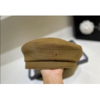 New Style Saint Laurent YSL Fabric Beret Hat 091555 Khaki 2022