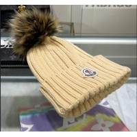 Spot Bulk Moncler Knit Wool Hat M101918 Beige 2022