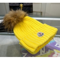 Luxury Classic Moncler Knit Wool Hat M101919 Yellow 2022