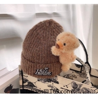 Top Quality Classic Demarzo Knit Hat with Bear D1971 Brown 2022