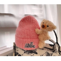 Inexpensive Classic Demarzo Knit Hat with Bear D1971 Pink 2022