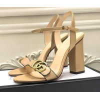 Luxury Gucci GG Leather Sandals 0908100 Apricot