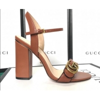 Lowest Price Gucci GG Leather Sandals Brown 0908105