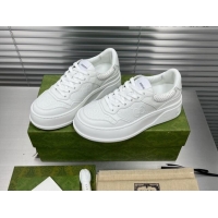 Best Product Gucci GG Leather Sneakers All White 092161