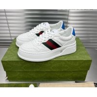 Low Price Gucci GG Leather Sneakers White/Web 092168