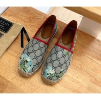 Top Design Gucci Flora Print GG Canvas Espadrilles Blue 01013