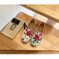 Popular Style Gucci Flora Print Canvas Espadrilles White 101015