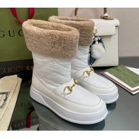 Luxury Discount Gucci Shearling and Nylon Snow Boots White 101016