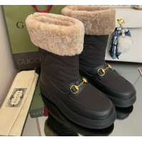 Luxury Gucci Shearling and Nylon Snow Boots Black 101017