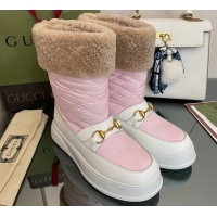 Pretty Style Gucci Shearling and Nylon Snow Boots Pink 101018