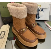 Grade Quality Gucci Shearling and Nylon Snow Boots Brown 101019