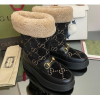 Discount Gucci Shearling and GG Velvet Snow Boots Black 101026