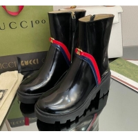 Lowest Price Gucci Calfskin Ankle Boots 6.5cm with Interlocking Black/Web 101423