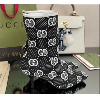 Perfect Gucci GG Knit Ankle Boots Black/White 101435