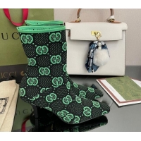 Good Quality Gucci GG Knit Ankle Boots Green/Black 101436