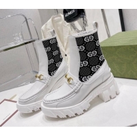 Comfortable Gucci GG Jersey Ankle Boot with Horsebit White 110192