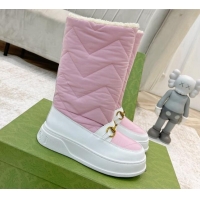 Popular Style Gucci Half Flat Nylon Boots with Horsebit Pink/White 1101109