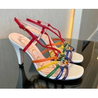 Luxurious Gucci Isa High Heel Sandals 9cm with Crystal GG Multicolor 102106