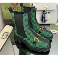 Best Product Chanel GG Canvas Ankle Boots with Horsebit Green 110412