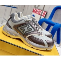 Stylish Fendi Faster Leather Low-top Sneakers Grey 090870