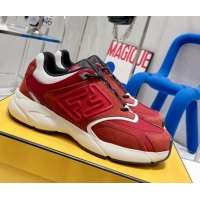 Hot Style Fendi Faster Leather Low-top Sneakers Red 090873