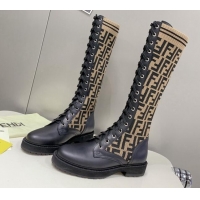 Low Price Fendi Knit Classic Boots Brown/Black 092147 