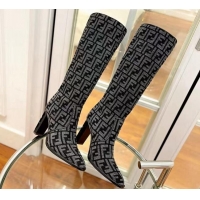 Best Product Fendi Cut High Boots 10cm in FF Jacquard Grey 092158