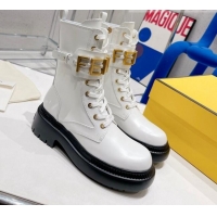 Good Quality Fendi Fendigraphy Calfskin Ankle Boots Optic White 100989