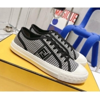 Low Price Fendi Domino Houndstooth Fabric Low-top Sneakers Black 2022 1102955