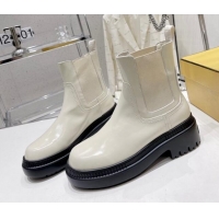 Hot Style Fendi Domino Ankle Biker Boots in Smooth Leather White 102961