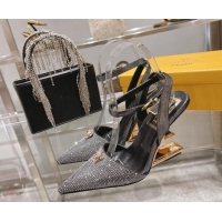 Best Price Versace x Fendi Fendace First Crystal High Heel Pumps 9cm Silver/Black 110126