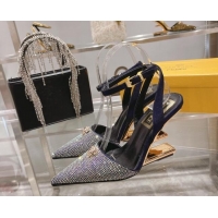 Good Quality Versace x Fendi Fendace First Crystal High Heel Pumps 9cm Silver/Purple 110127