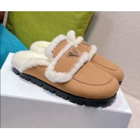 Good Looking Prada Suede and Shearling Mules Brown 081079