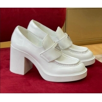 Durable Prada Brushed Leather Slip-on Pumps 7.5cm White 081087 