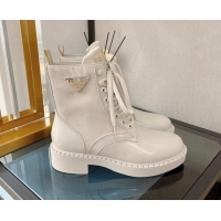 Purchase Prada Brushed Leather and Re-Nylon Boots White 081335