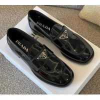 Grade Quality Prada Patent Leather Loafers Black 0822051