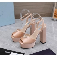 Purchase Prada Silk High Heel Platform Sandals 13cm Nude 0909117